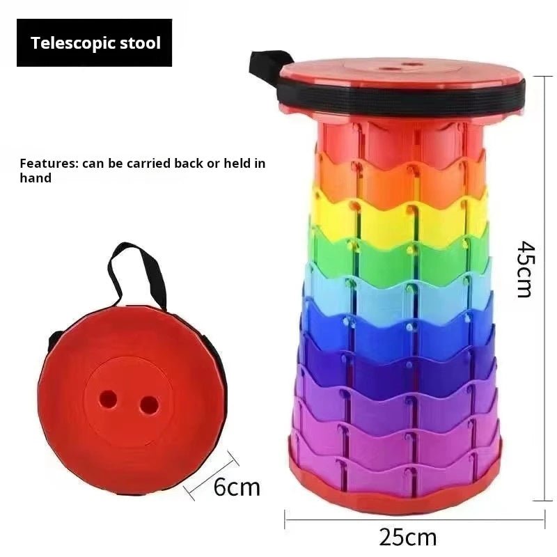 Folding Stool Outdoor Portable Chair Retractable Adjustable Bench Camping, Fishing Multi - scene Applicable - PCWLDASHRES
