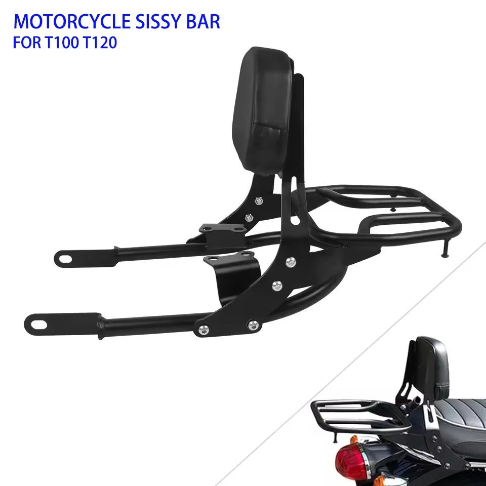 For Bonneville T100 T 100 T120 T 120 Street Twin 900 Scrambler 16 - 24 Detachable Backrest Sissy Bar With Rear Luggage Rack Pad - PCWLDASHRES