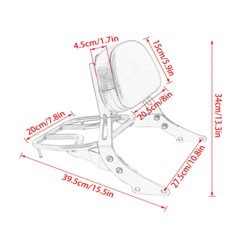 For Bonneville T100 T 100 T120 T 120 Street Twin 900 Scrambler 16 - 24 Detachable Backrest Sissy Bar With Rear Luggage Rack Pad - PCWLDASHRES