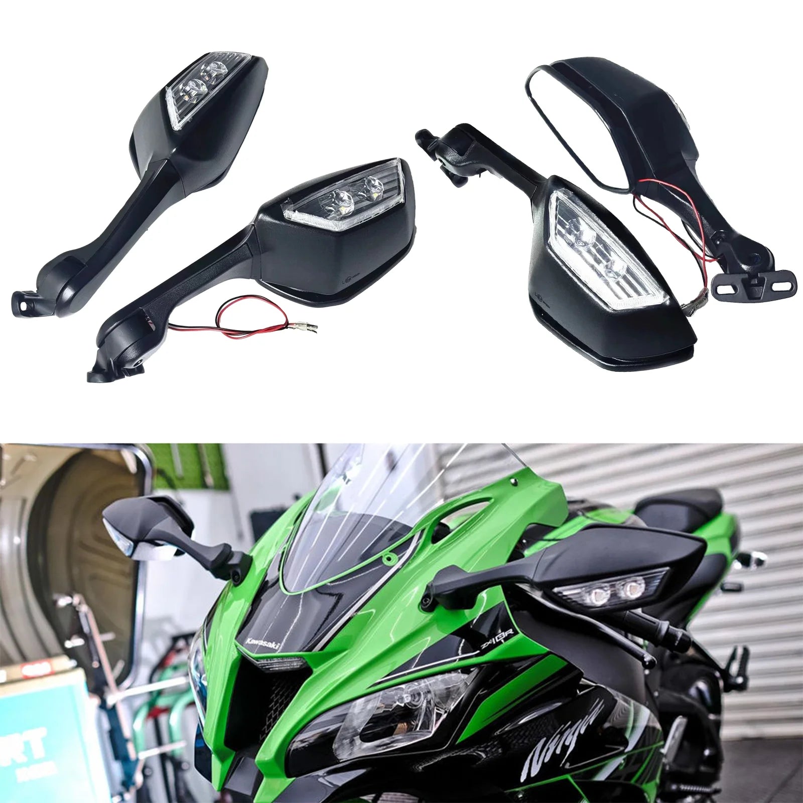 For KAWASAKI NINJA ZX10R ZX - 10R ZX 10R 2011 - 2015 2014 Motorcycle Mirror LED Turn Light Signals Moto Rear View Rearview Mirrors - PCWLDASHRES