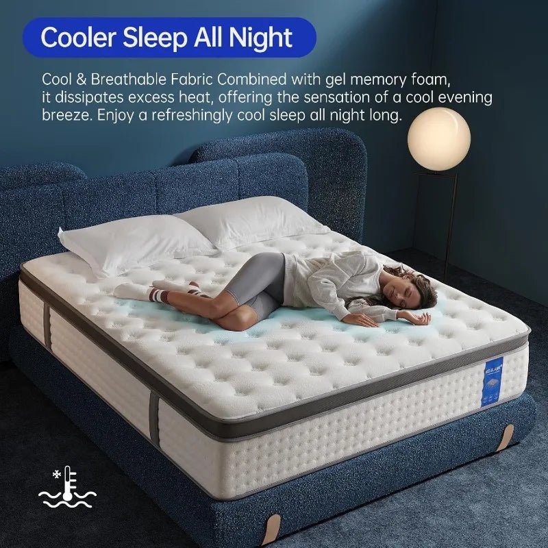 Full Size Mattress, 12 Inch Hybrid In A Box, Double Mattress With Memory Foam And Pocket Spring For Back & Lumbar Support - PCWLDASHRES