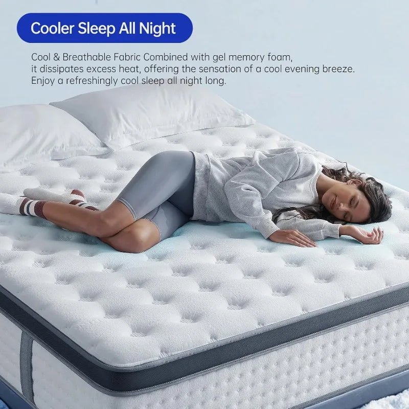 Full Size Mattress, 12 Inch Hybrid In A Box, Double Mattress With Memory Foam And Pocket Spring For Back & Lumbar Support - PCWLDASHRES