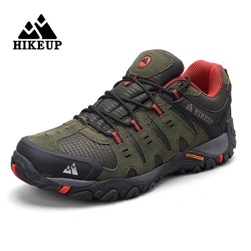 HIKEUP Men's Hiking Shoes Suede Leather Outdoor Shoes Wear - resistant Men Trekking Walking Hunting Tactical Sneakers - PCWLDASHRES