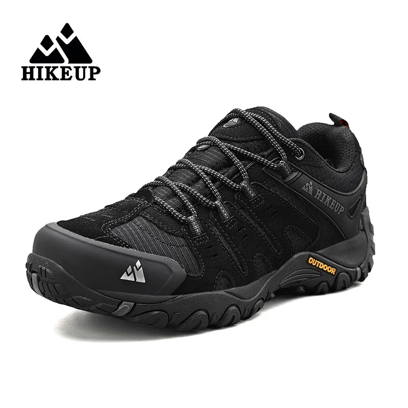 HIKEUP Men's Hiking Shoes Suede Leather Outdoor Shoes Wear - resistant Men Trekking Walking Hunting Tactical Sneakers - PCWLDASHRES