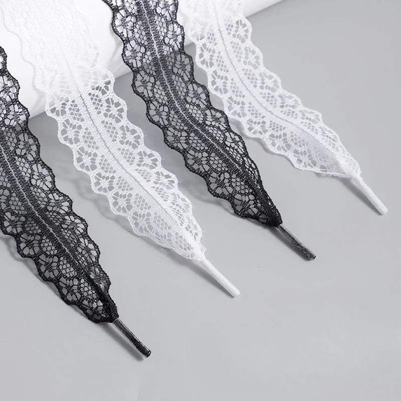 Hot Sale Lace Shoelaces for Women Casual Shoes 2.9CM Width Flat Shoelace for Sneakers Black White Shoe Laces Accessorices - PCWLDASHRES