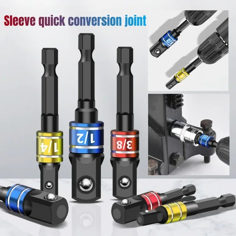Impact Driver Socket Extension Adapter Extended Converter Power Drill Hex To High Speed Nut Male Square Wrench tools 1/4 3/8 1/2 - PCWLDASHRES