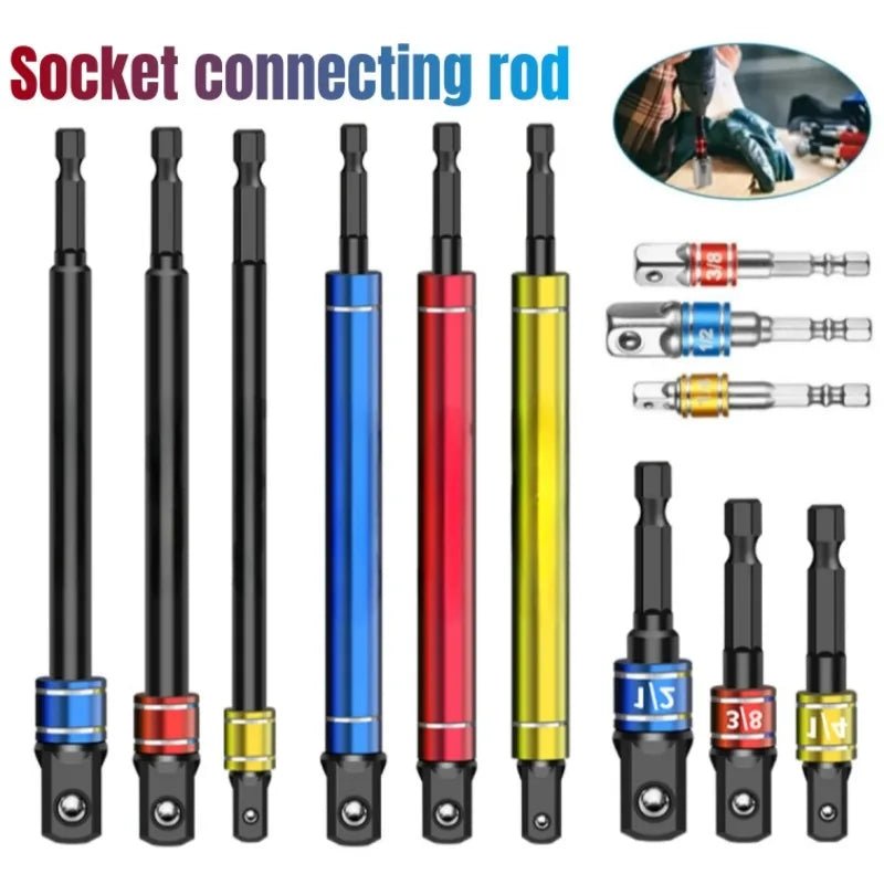 Impact Driver Socket Extension Adapter Extended Converter Power Drill Hex To High Speed Nut Male Square Wrench tools 1/4 3/8 1/2 - PCWLDASHRES
