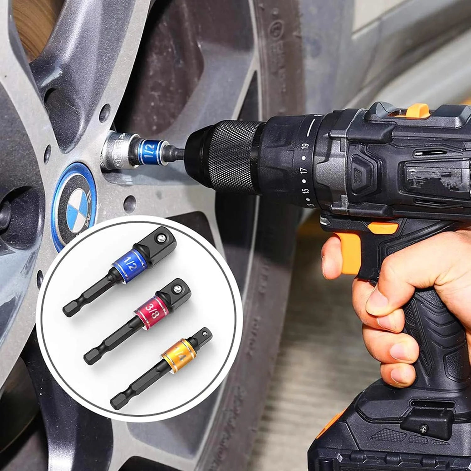 Impact Grade 105 Degree Angle Socket Adapter Power Hand Tool Part Driver Extension Set Screwdriver Holder Drill Nut Attachment - PCWLDASHRES