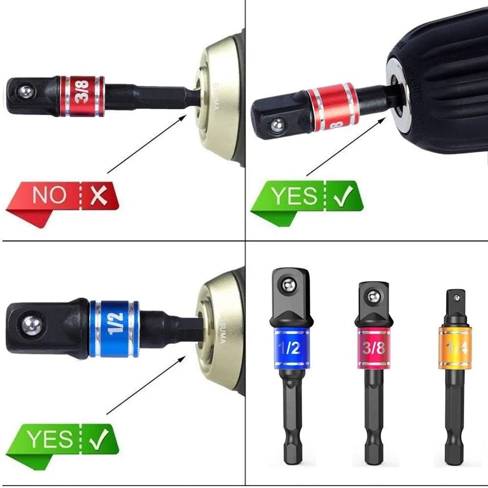 Impact Grade 105 Degree Angle Socket Adapter Power Hand Tool Part Driver Extension Set Screwdriver Holder Drill Nut Attachment - PCWLDASHRES
