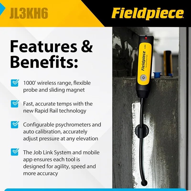 Job Link System HVACR Wireless Probe Kit - JL3KH6 - Fast Accurate Temps With Rapid Rail Technology - HVAC Tools Wit - PCWLDASHRES