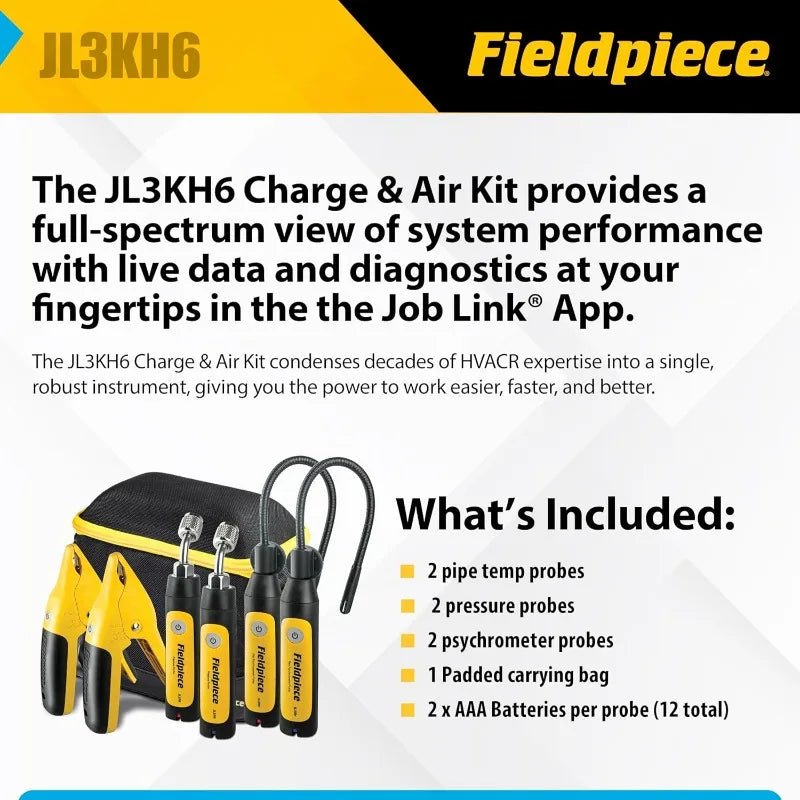 Job Link System HVACR Wireless Probe Kit - JL3KH6 - Fast Accurate Temps With Rapid Rail Technology - HVAC Tools Wit - PCWLDASHRES