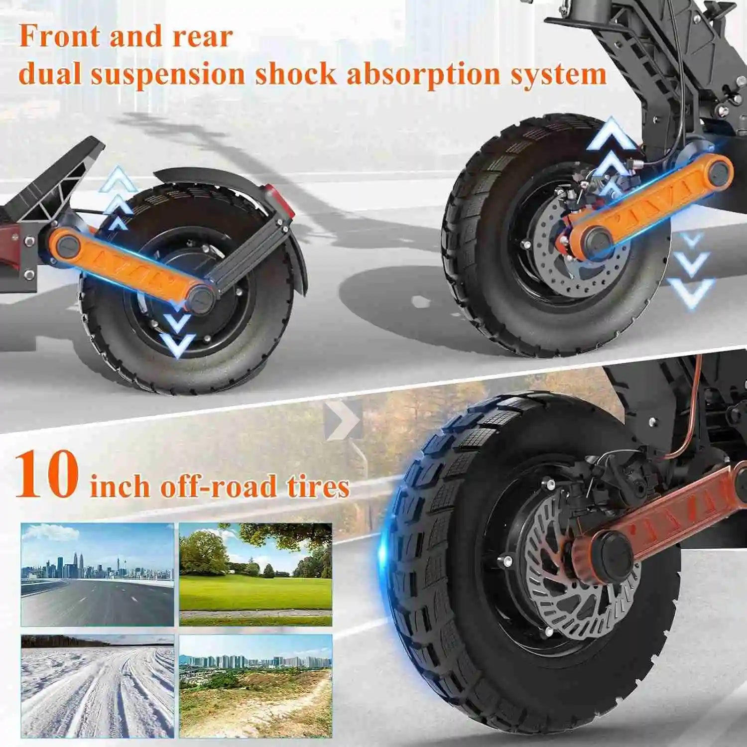 JOYOR S10 - S - Z 10" Off - Road Electric Scooter 2*1000W Dual Motors 60V 18Ah Battery - PCWLDASHRES