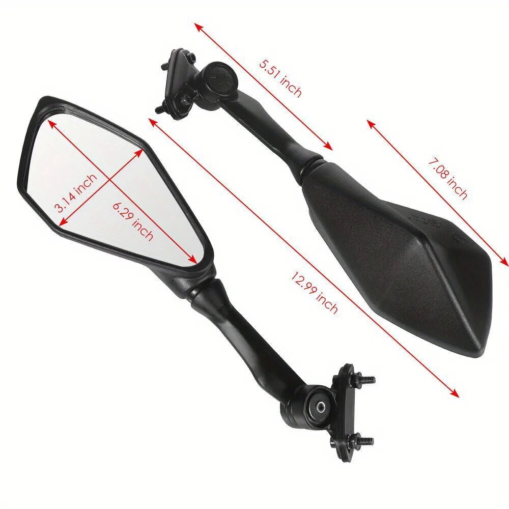 Left and Right Mirrors in Black for Kawasaki Ninja 650R (2009 - 2016) & 400R (2010 - 2014) - PCWLDASHRES