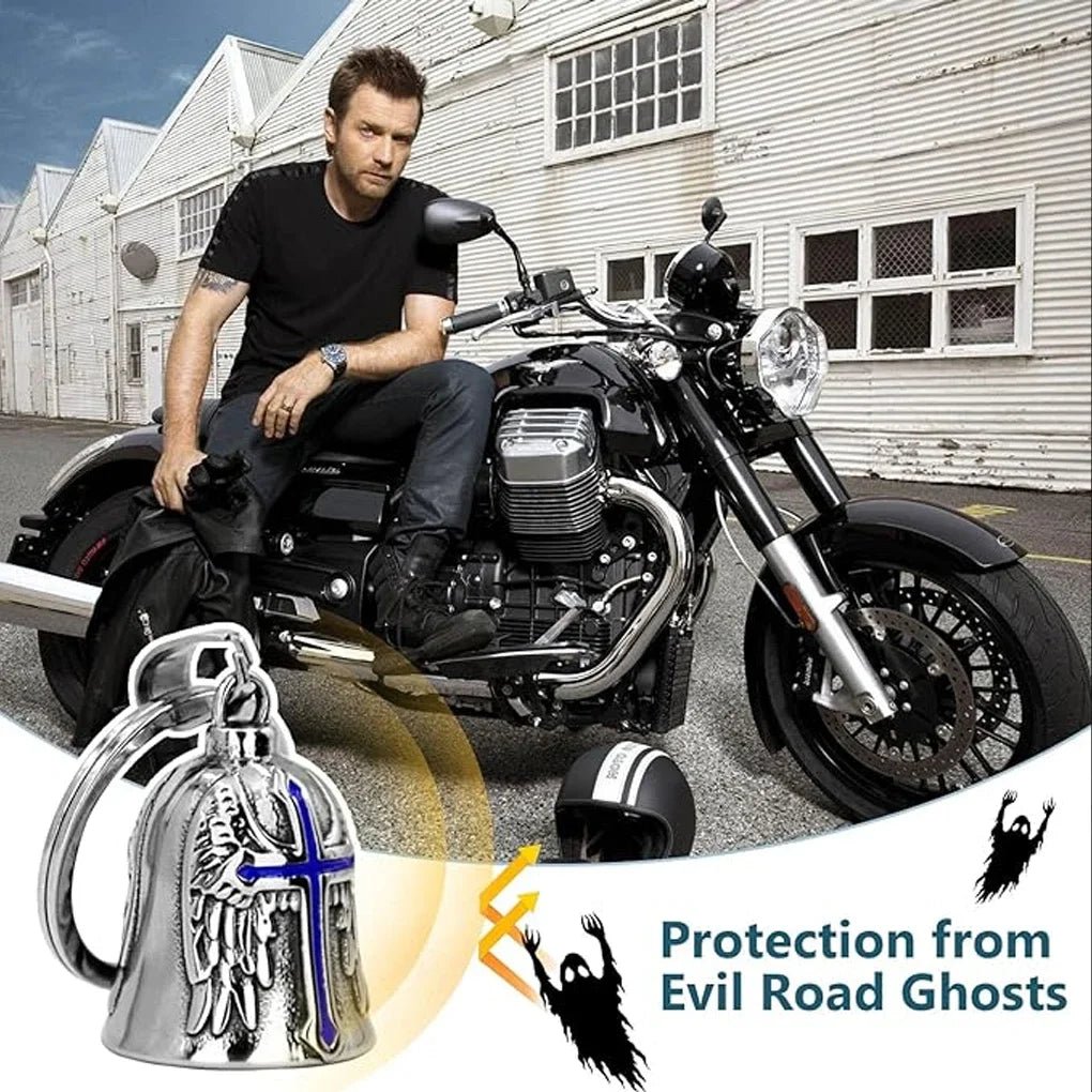 Lucky Bell Guardian Cross Pendant Necklace For Men Widely Used Vintage Punk Motorcycle Angel Pendant - PCWLDASHRES