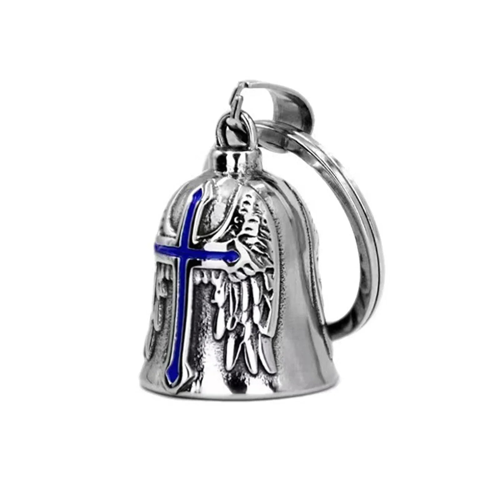 Lucky Bell Guardian Cross Pendant Necklace For Men Widely Used Vintage Punk Motorcycle Angel Pendant - PCWLDASHRES