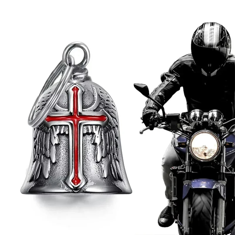 Lucky Bell Guardian Cross Pendant Necklace For Men Widely Used Vintage Punk Motorcycle Angel Pendant - PCWLDASHRES