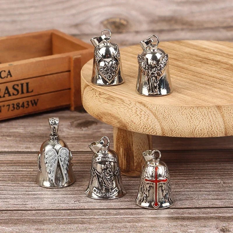 Lucky Bell Keychain Vintage Cross Angel Wings Motorcycle Ride Punk Motorcycle Rock Boy Party Amulet Exorcism Jewelry - PCWLDASHRES