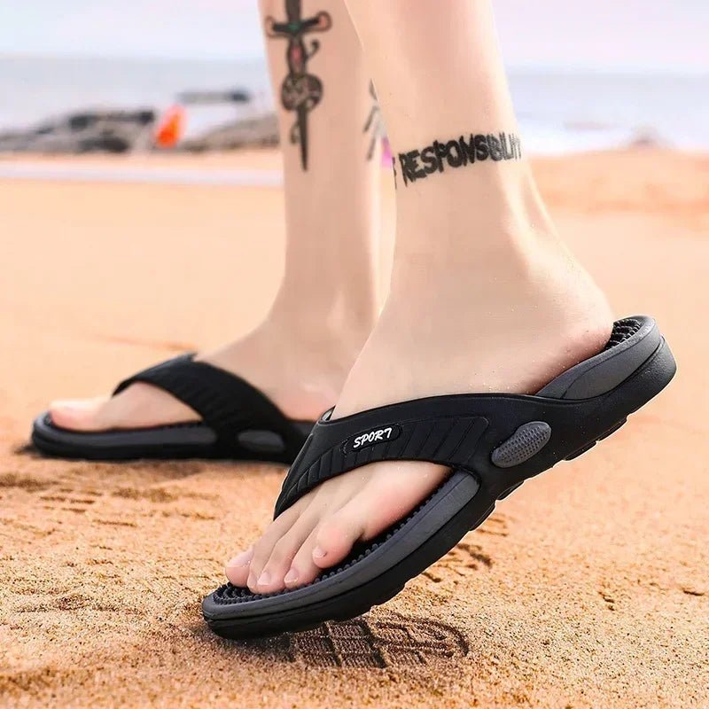 Massage Flip Flops for Men Summer Breathable Beach Shoes Sandals 46 Men Luxury Flip Flops Breathable Plus Big Size Men Slippers - PCWLDASHRES