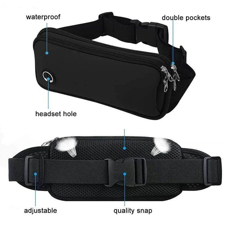 Men and Women Running Waist Bag Sports Mobile Phone Bag Waterproof Fitness Adjustable Waist Bag Marathon Equipment Cycling Bag - PCWLDASHRES