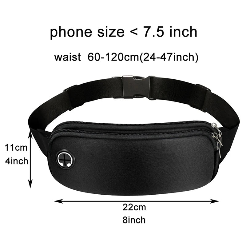 Men and Women Running Waist Bag Sports Mobile Phone Bag Waterproof Fitness Adjustable Waist Bag Marathon Equipment Cycling Bag - PCWLDASHRES