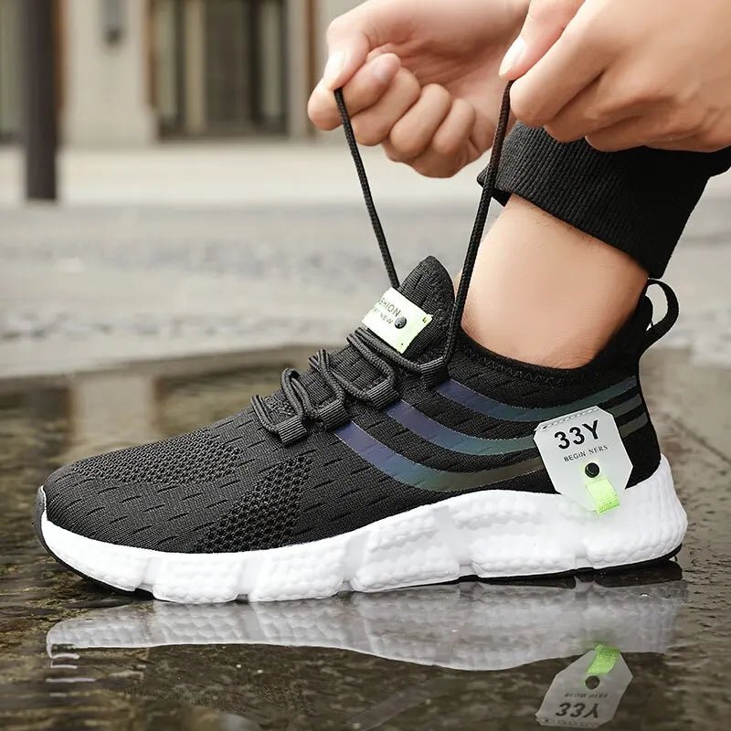 Men Casual Sport Shoes Breathable Lightweight Sneakers Outdoor Mesh Black Running Shoes Athletic Jogging Tenis Walking Shoes - PCWLDASHRES