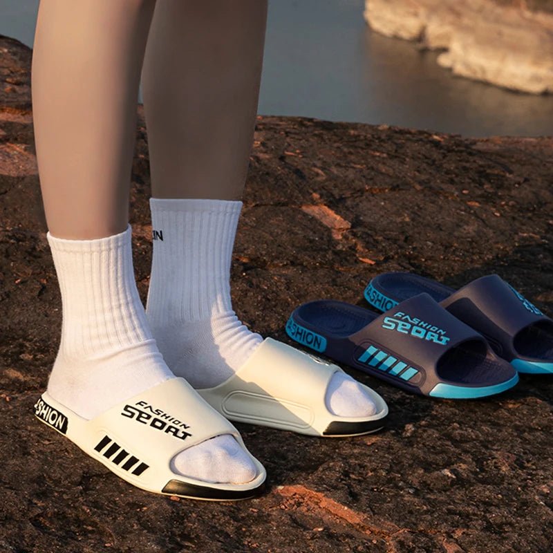 Men Women Outdoor Soft EVA Slippers Thick Bottom Couple Summer Home Sandal Anti - Slip Indoor Casual Bathroom Shower Flip Flops - PCWLDASHRES