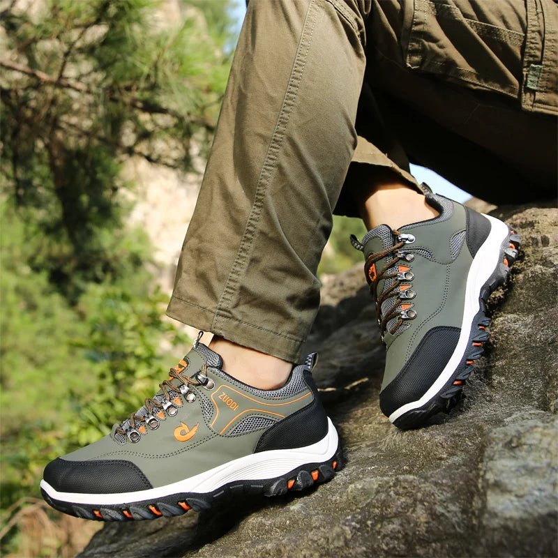 Men's Hiking Shoes Waterproof Leather Outdoor PU Shoes Wear - resistant Men Trekking Walking Hunting Tactical Sneakers - PCWLDASHRES