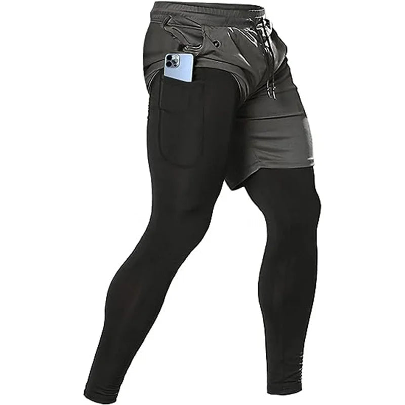 Men's Sport Pants 2 in1 Training Athletic Tracksuits Sportswear Workout Male Jogging Trousers Gym Fitness Running Pants Men - PCWLDASHRES