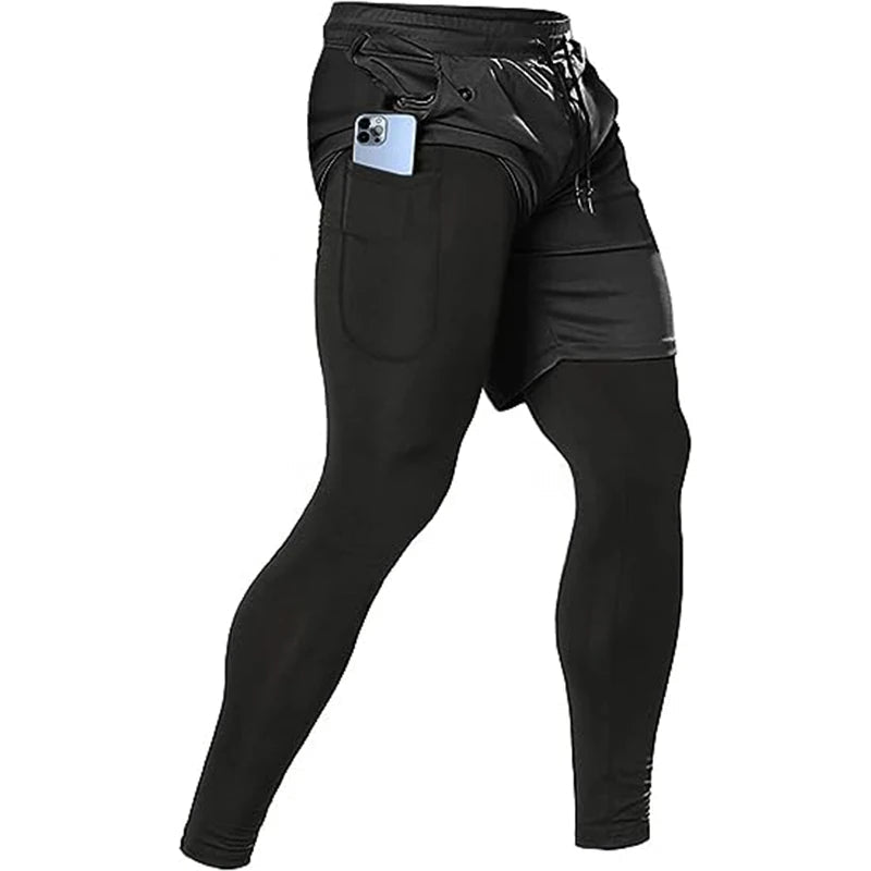 Men's Sport Pants 2 in1 Training Athletic Tracksuits Sportswear Workout Male Jogging Trousers Gym Fitness Running Pants Men - PCWLDASHRES