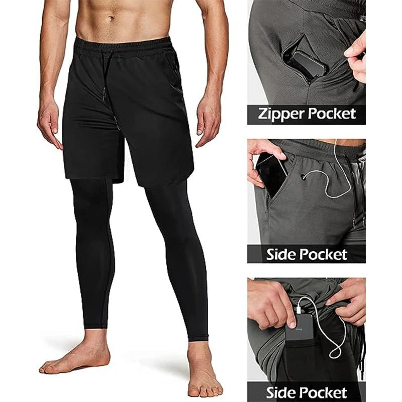 Men's Sport Pants 2 in1 Training Athletic Tracksuits Sportswear Workout Male Jogging Trousers Gym Fitness Running Pants Men - PCWLDASHRES
