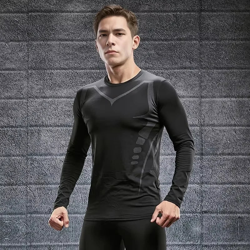 Men's T-shirt Men Running Sport T Shirt Men Compression Fitness Tops Tee Quick DryTight Training Gym Sport Running Shirts Jersey - PCWLDASHRES