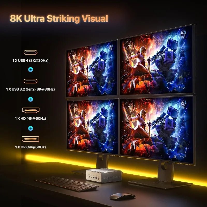 Mini PC AMD Ryzen 7 8845HS 32GB(Dual Channel) DDR5 512GB PCIe4.0 SSD AMD Radeon 660M Computers Support Four Screen Display - PCWLDASHRES